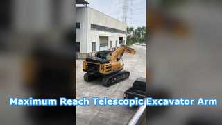 Xem Cánh tay kính thiên văn hai phần bền bỉ dành cho máy xúc - Bản demo về phạm vi tiếp cận tối đa và tính linh hoạt