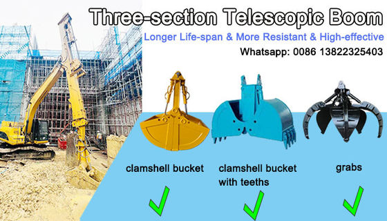 30m 35m Long Reach Clamshell Telescopic Arm Ba phần Excavator Dipper Arm