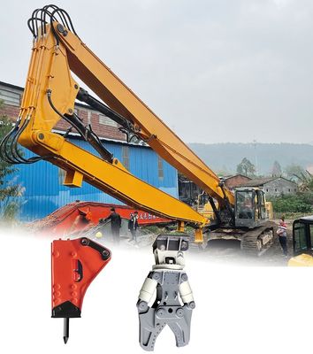 Máy đào màu tùy chỉnh phá hủy cánh tay dài với máy cắt râu thủy lực