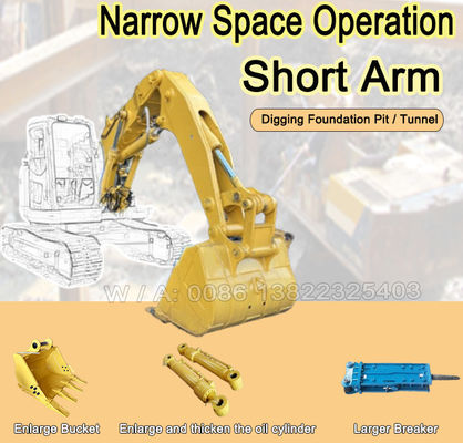 Thiết bị xây dựng Boom Tunnel Excavator Arm Short Reach Q355B vật liệu