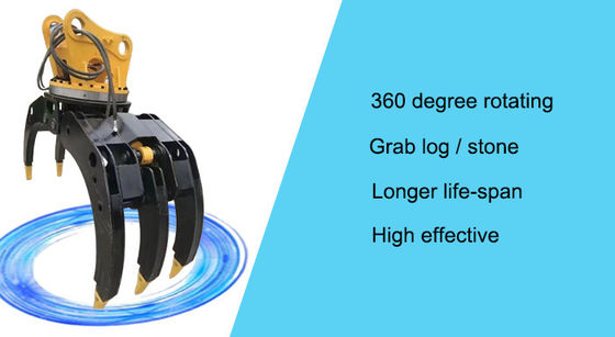 Gầu ngoạm thủy lực xoay 360 độ để bốc dỡ vật liệu