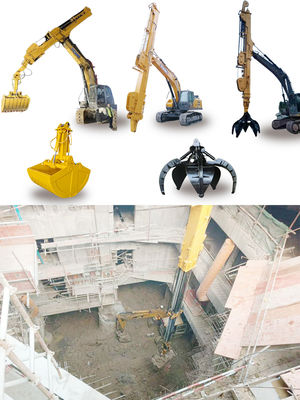 Máy đào kính thiên văn với Chậu Clamshell Telescopic Boom cho mèo hitachi komatsu