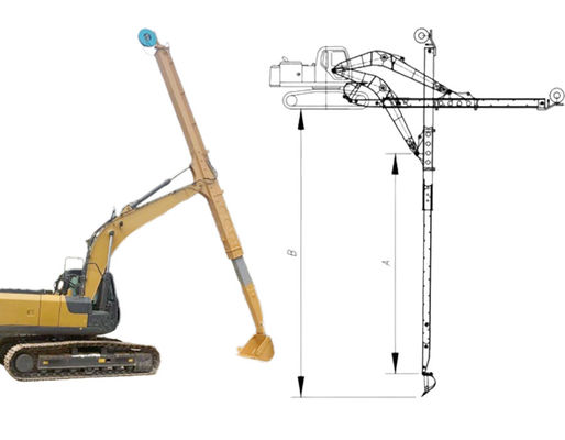 Cat Hitachi Excavator cánh tay kính thiên văn để đào nhà nền tảng đào sâu hơn