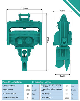 Máy ép cọc rung Hitachi Excavator được cung cấp bởi Động cơ Parker và Vòng bi SKF VA405