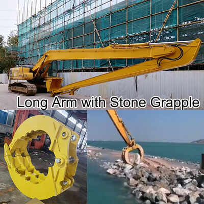 Excavator Long Reach Arm với Stone Grab Grapple